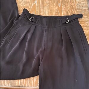 Black Pleated High-Waist Slacks